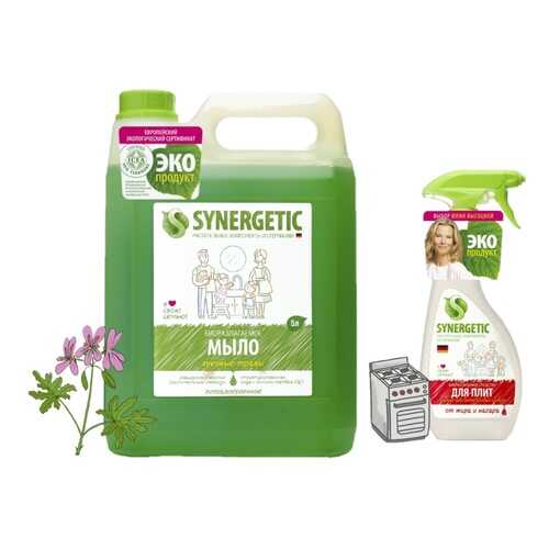 Synergetic Жидкое мыло Луговые травы 5 л + подарок Спрей для кухонных поверхностей 500 мл в Парфюм-Лидер