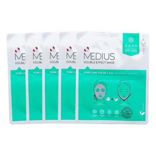 Маска MEDIUS Double Effect Mask Pore care Focus Сужение пор и Лифтинг V зоны, 5 шт в Парфюм-Лидер